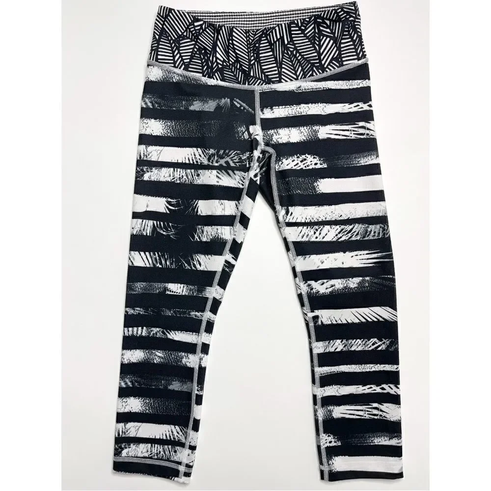 Lululemon Full-On Luon Wunder Under Crop II  Mid Rise Leggings (Shady Palms) - 4
